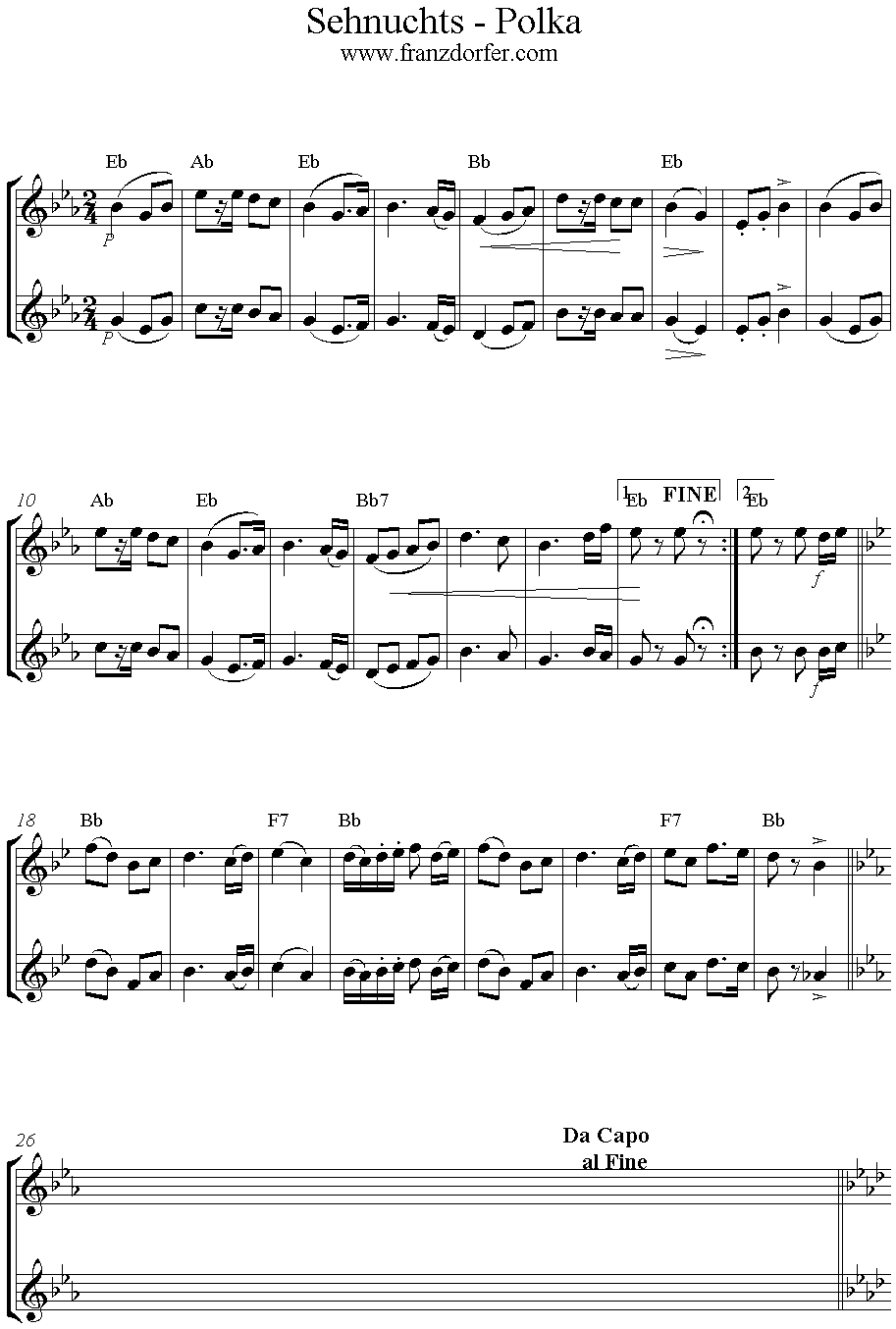 Noten Sehnsuchts Polka